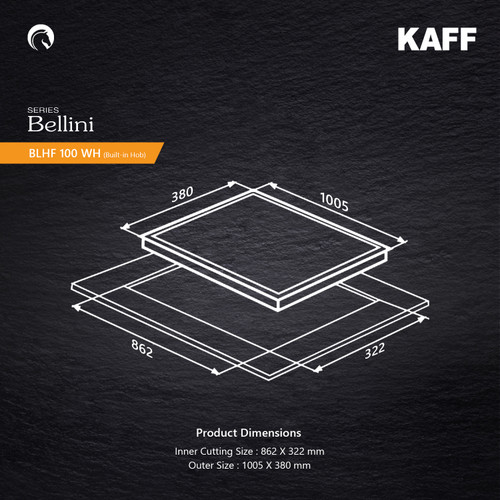 Kaff  Hobs - BLH-F 100 WH - 4 Full Brass High Efficiency Burners with Flame Failure Device