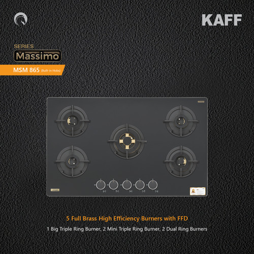 Kaff  Hobs -  MSM 865 - 5 Full Brass High Efficiency Burners with Flame Failure Device