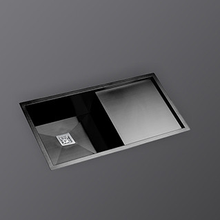 Kaff Sink -  KSBL 850 SBD (R10) - PVD Graphite Black(R10) stainless steel - Handmade double bowl with drain broad S.steel