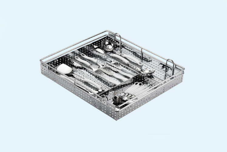 Essential Series - SS  Cutlery Kitchen Basket with Channel - Budget Range