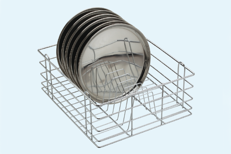 Essential Series - SS  Thali Plate Kitchen Basket with Channel -  Budget Range