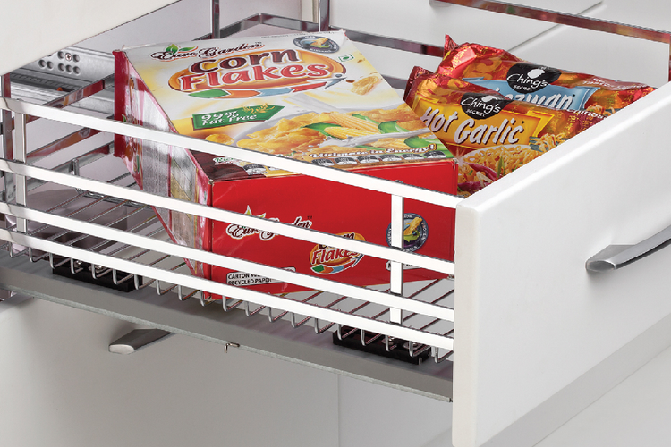 Elegance Series  - SS Plain Kitchen Basket with Channel  -  Standard  Range