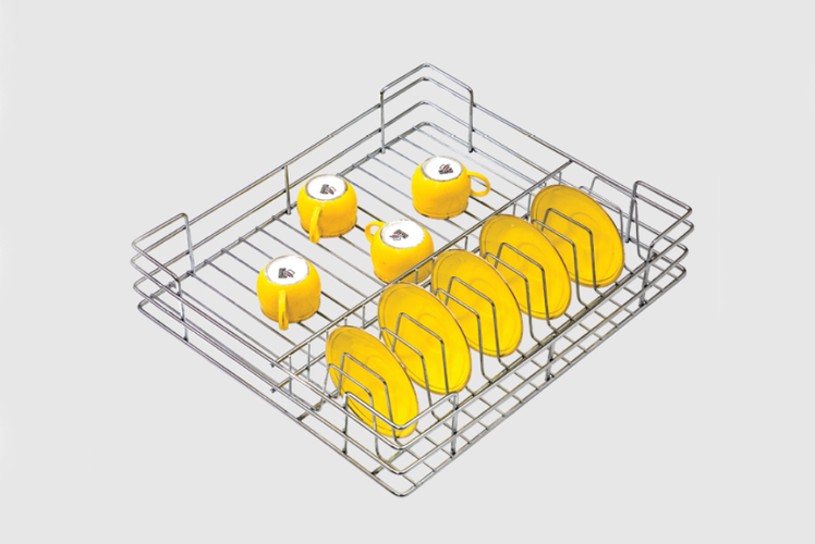 Essential Series - SS  Cup n Saucer Kitchen Basket with Channel - Economy Range