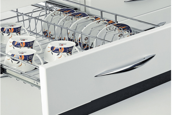 Essential Series - SS  Cup n Saucer Kitchen Basket with Channel - Premium Range