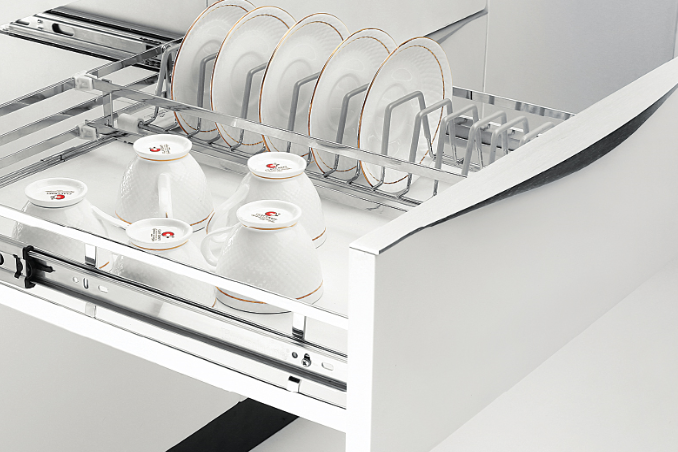 Elegance Series - SS  Cup n Saucer Kitchen Basket with Channel - Premium Range