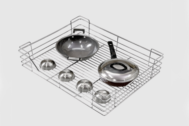 Essential Series - SS  Pullout Kitchen Basket with Channel - Economy Range