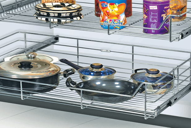 Essential Series - SS  Pullout Kitchen Basket with Channel - Premium Range