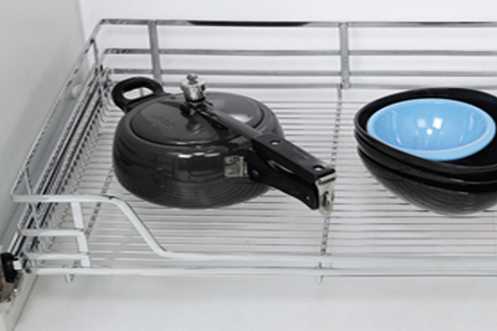 Elegance Series - SS  Pullout Kitchen Basket with Channel - Standard Range