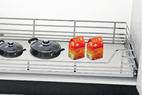 Elegance Series - SS  Pullout Kitchen Basket with Channel - Premium Range